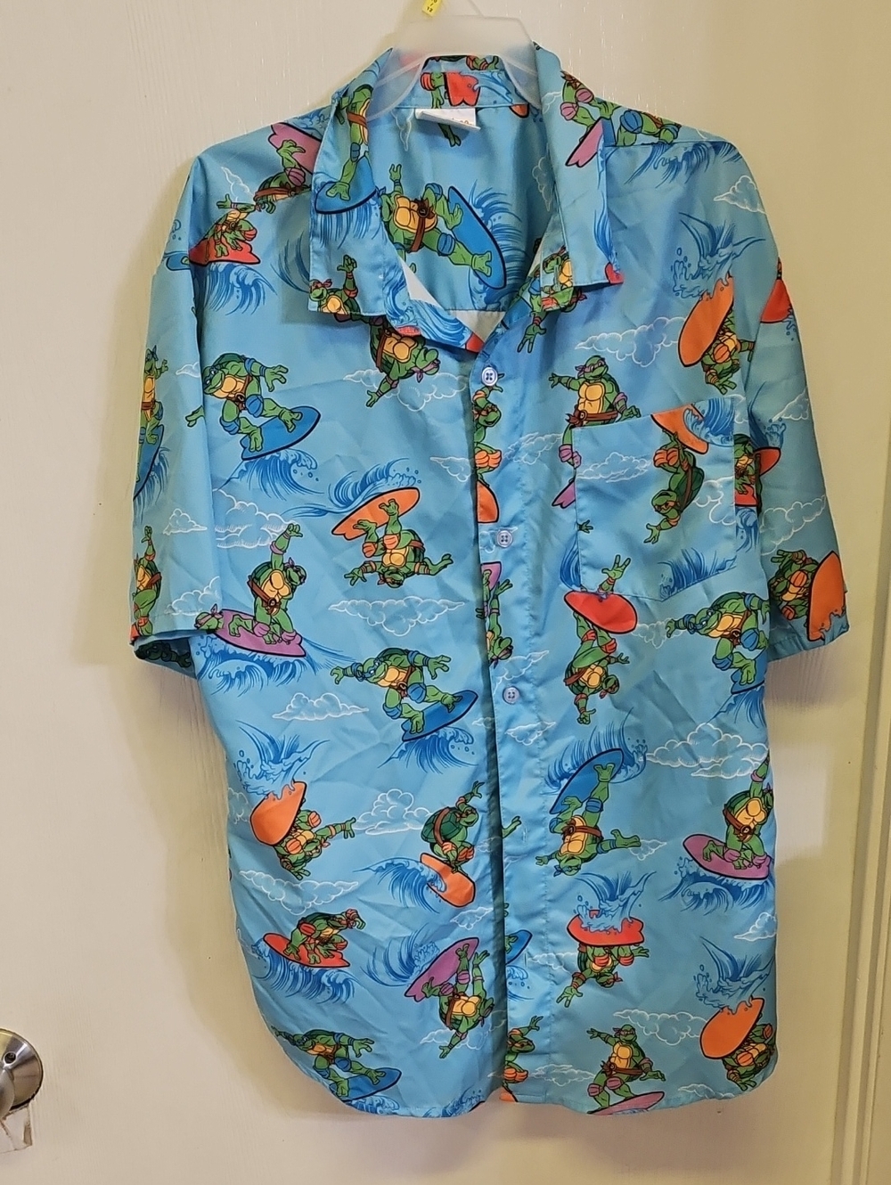 Boys Nickelodeon Light Blue TMNT Surf Graphic Shirt Size 18-20
